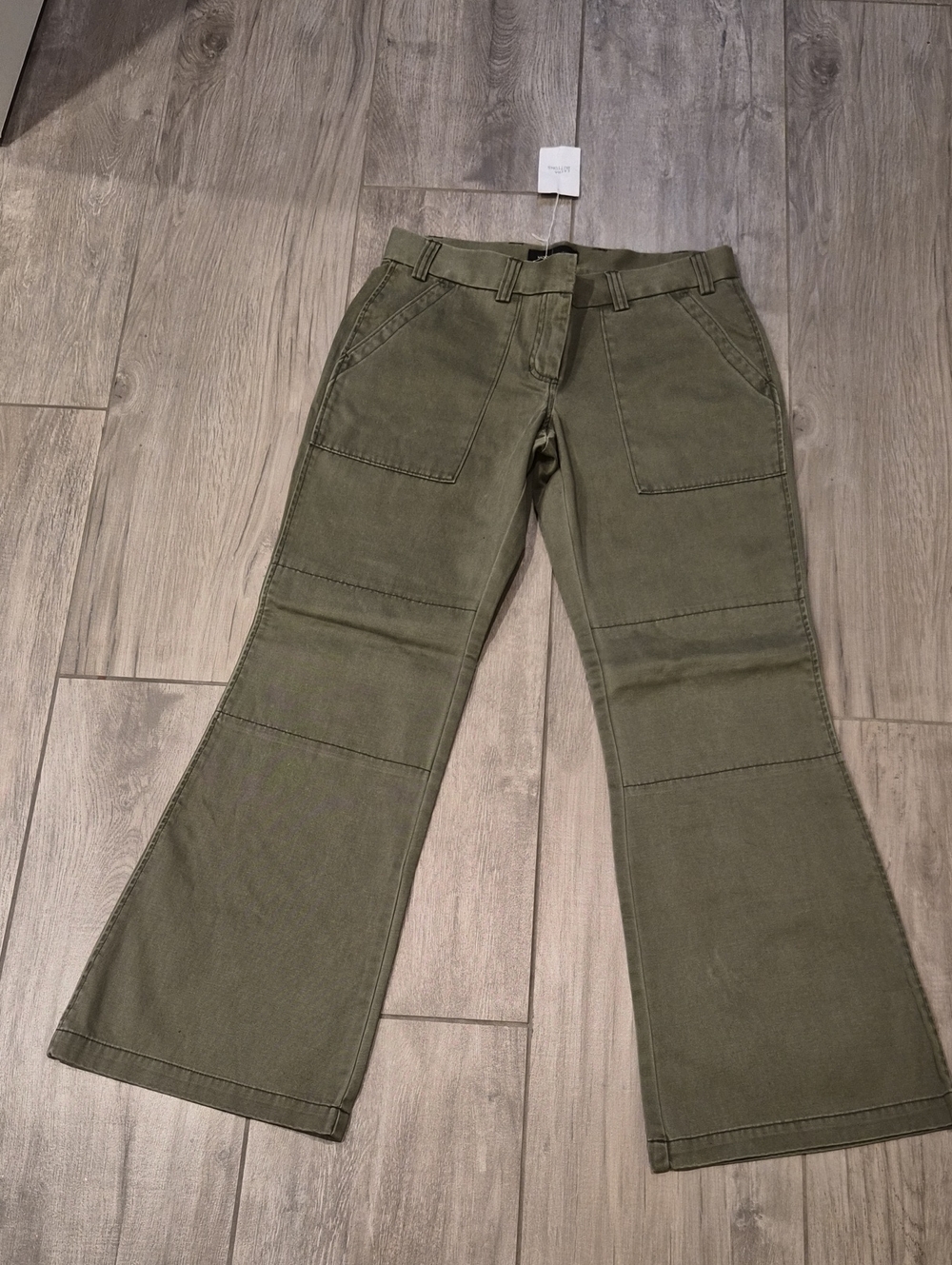 Y2K Vintage Moda International Olive Green Flare Wide-Leg Jeans - Picture 1 of 5